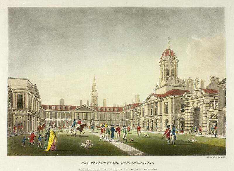 Dublin Castle: What is now Upper Castle Yard in 1792, in an illustration by James Malton. Photograph: Heritage Art via Getty