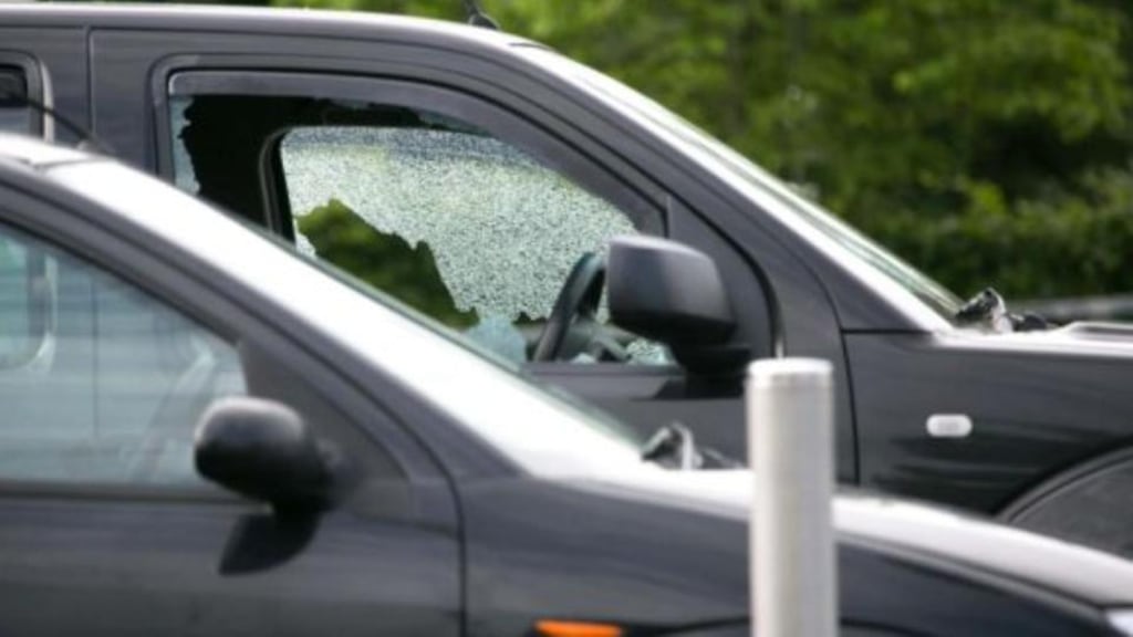 The Nissan Navara in the car park of University of Limerick where Christy Keane was shot on Monday.