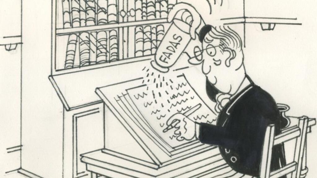 Irish writers were required to sprinkle fadas throughout their work from the late 19th century on. Cartoon: Gerard Crowley