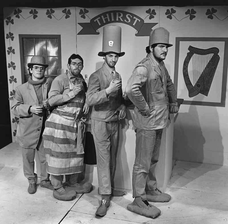 The cast of Myles na gCopaleen's Thirst: Séamus Mac Aindriú, Ray McBride, Seán McGinley and Padraic Breathnach