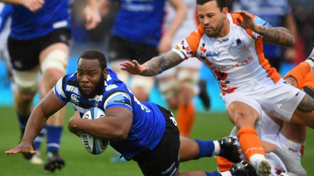 Beno Obano in action for Bath against  Worcester Warriors. Photograph: Harry Trump/Getty Images