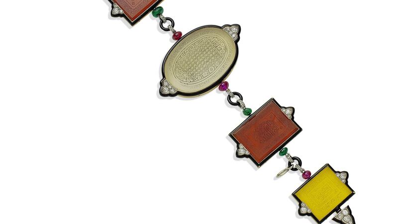 Lot 48, enamel, chalcedony and diamond bracelet