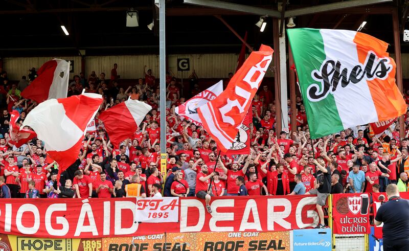 Shelbourne fans during Shels' clash with FC Zurich in the Europa Conference League last year. Photograph: Bryan Keane/Inpho