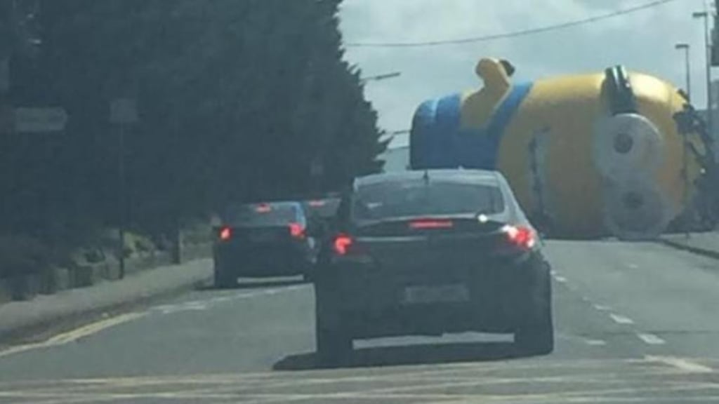 The giant inflatable minion that fell on the Swords Road on Monday. Photograph: Twitter