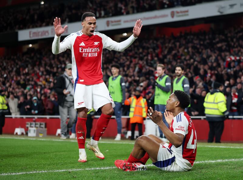 Arsenal Myles Lewis-Skelly brings rare pointedness to meditation after scoring against Manchester City. Photograph: Alex Pantling/Getty Images
