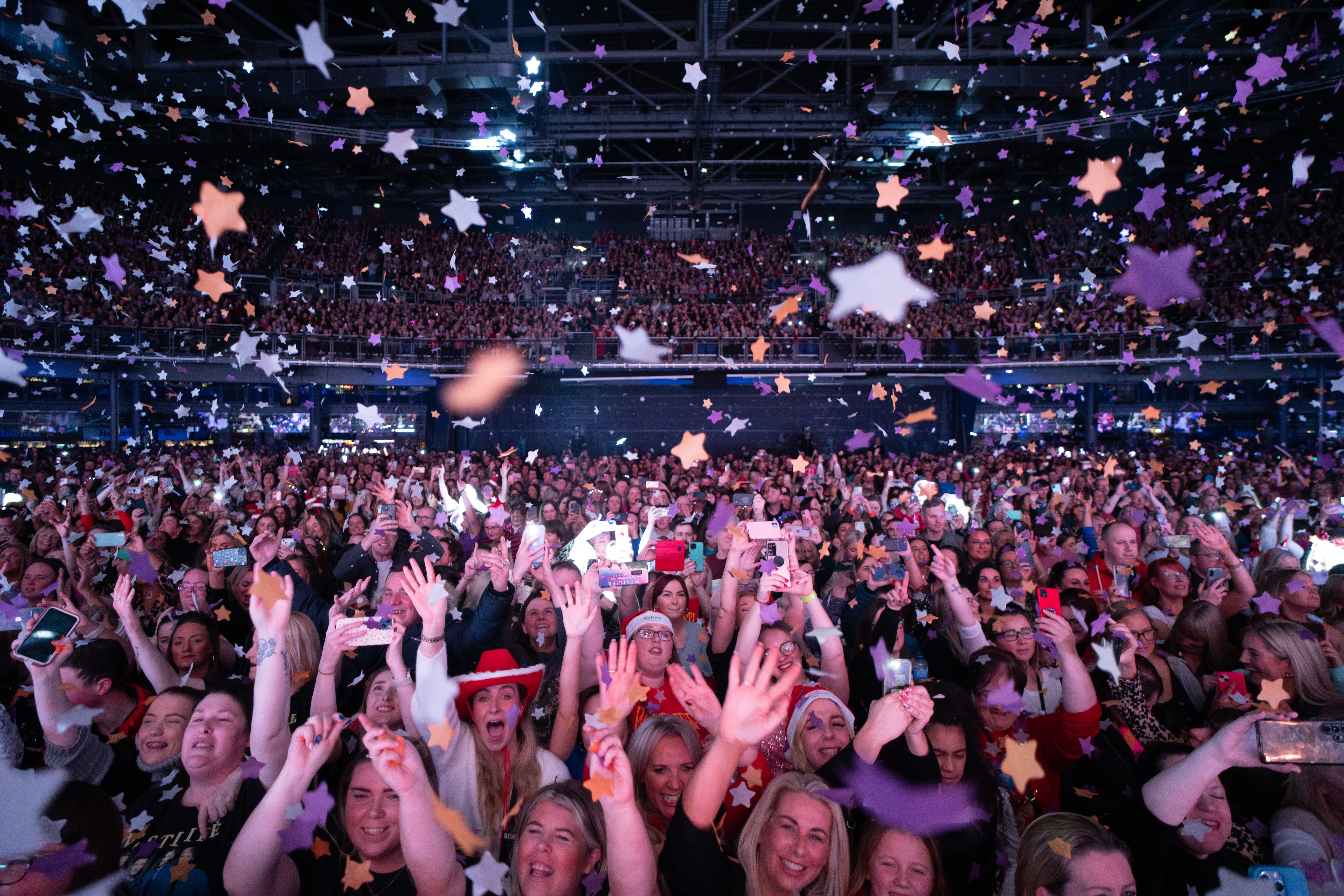 Fans dancing along at the Westlife concert in the 3Arena. Photograph: Barry Cronin