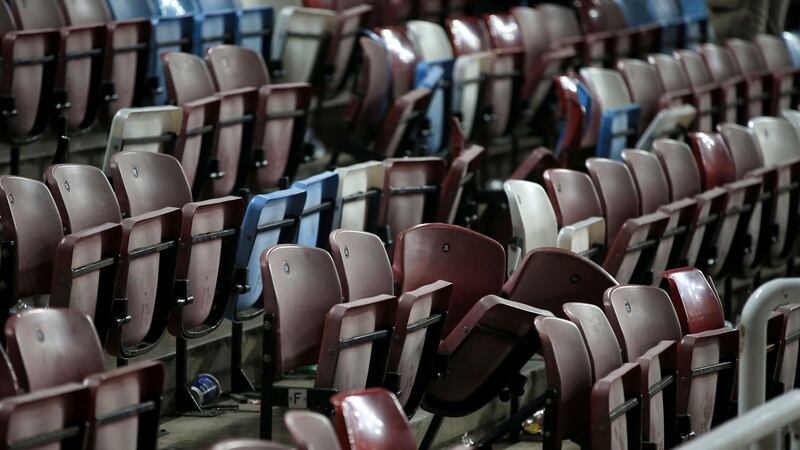 Damaged seats after the final Premier League match at Upton Park between West Ham United and Manchester United at Upton Park. Photograph: Nick Potts/PA Wire