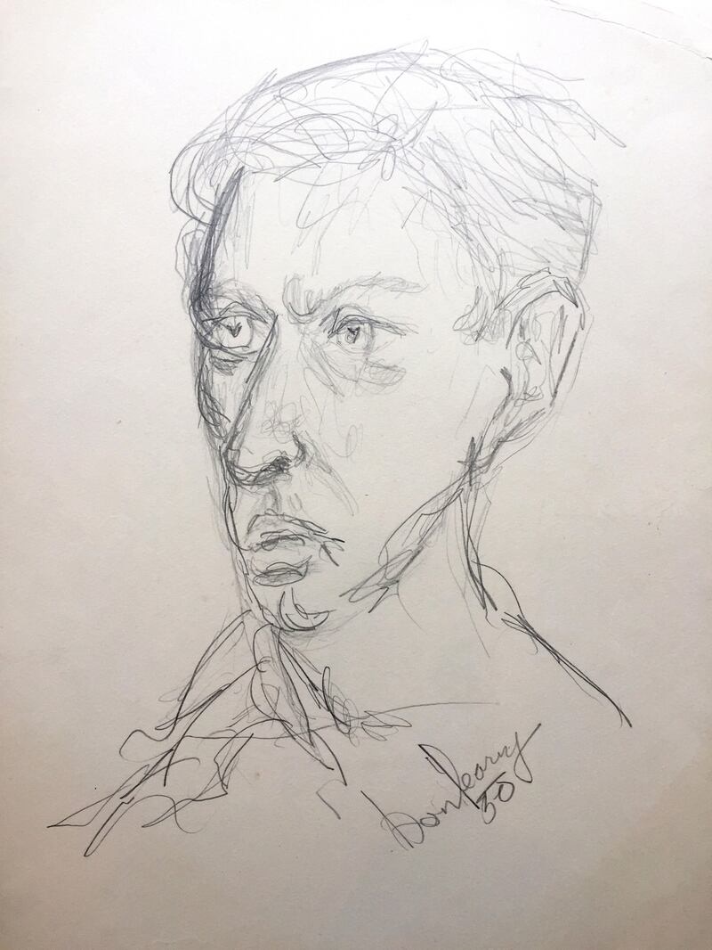 A detail from a self-portrait of JP Donleavy dated 1950