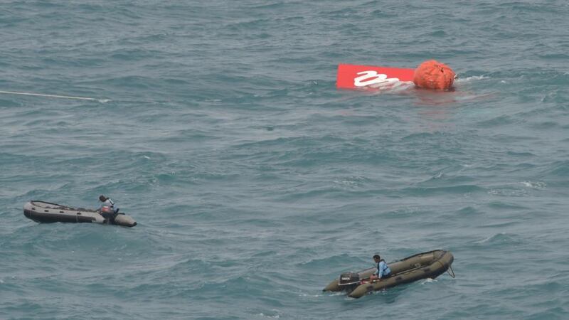 Air bags were used to help raise the wreckage. Photograph: Epa/Adek Berry/ Pool