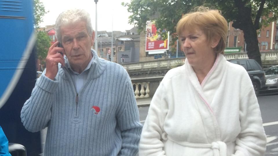 Martin (73) and Violet (61) Coyne outside the Four Courts today after being evicted from their home. Photograph: Genevieve Carbery/The Irish Times