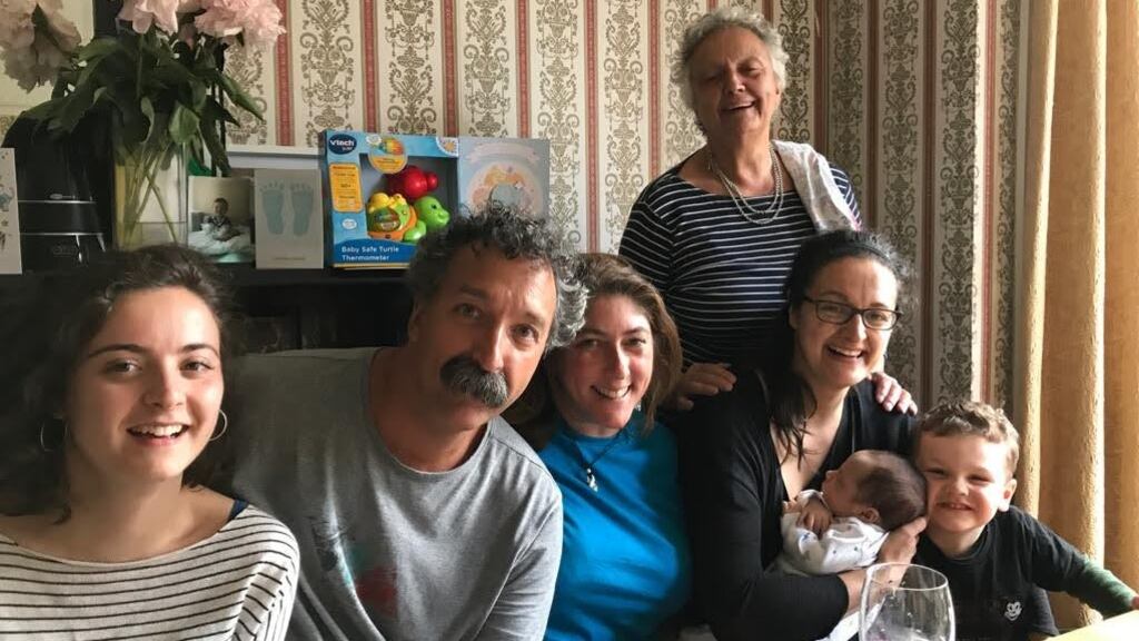 Pierre Zakrzewksi with  niece Clara (left), wife Michelle, mother Marie-Ange, sister Karola and her  baby Grayson, and nephew Braedyn. Photograph: Zakrzewksi Family