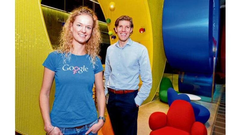 New Dubliners: Katrin Nagel, from Germany, and Thijs van der Haak, from the Netherlands, at Google. photographs: alan betson and eric luke