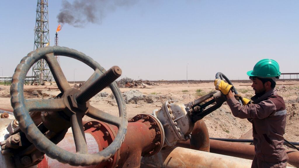 A worker at Al-Sheiba oil refinery in the southern Iraq city of Basra. Photograph: Essam Al-Sudani/Reuters