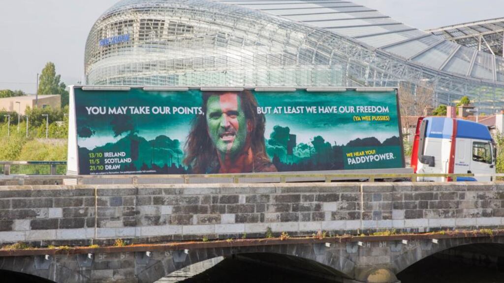 A Paddy Power advertisement depicting Roy Keane as Scottish warrior William Wallace. Photograph: Paul Sharp/Sharppix