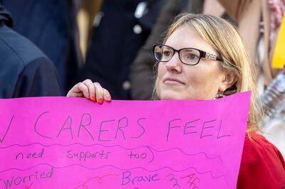 Amy Hanley from Skerries, Co Dublin, at a protest in Dublin calling for reform of eating-disorder services. Photograph: Tom Honan/The Irish Times