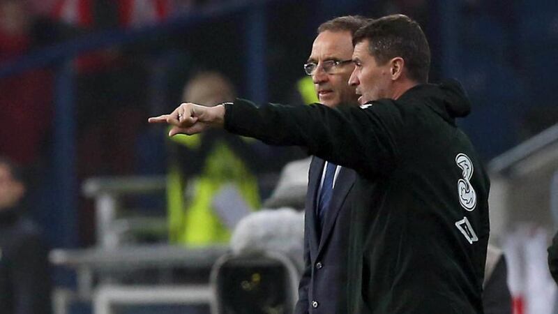 Republic of Ireland manager Martin O’Neill and assistant manager Roy Keane in Poznan. Photograph: Donall Farmer/Inpho