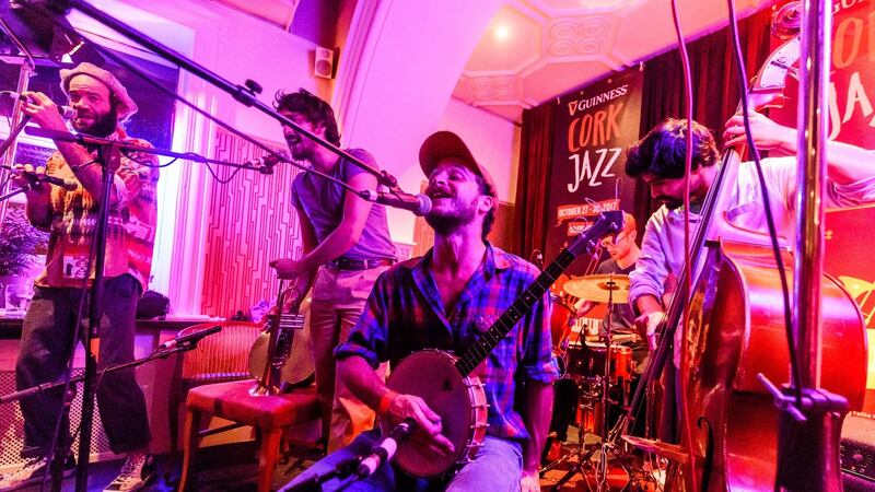 Jimbino Vegan & The Jazz Cannibals from France playing at the festival club at The Metropole Hotel during the Guinness Cork Jazz Festival. Photograph: Provision