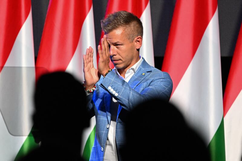 Peter Magyar, leader of Hungarian opposition party Tisza. Photograph: Attila Kisbenedek/AFP via Getty Images