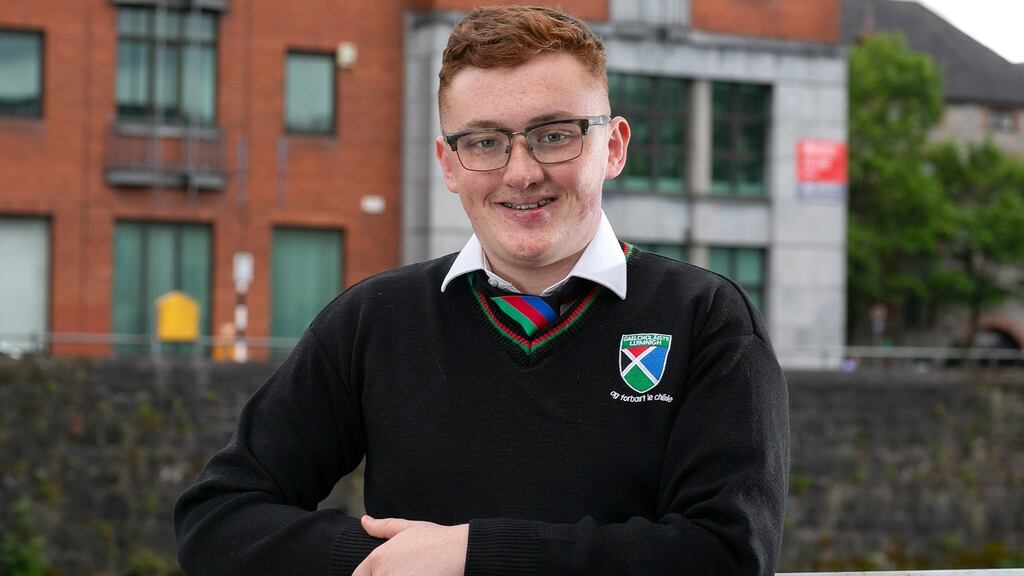 Gaelcholáiste  Luimnigh Leaving Cert student Andre Colbert. Photograph:  Arthur Ellis