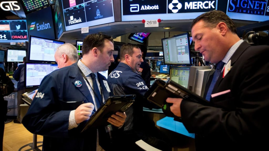 Wall Street indexes fell on Thursday as an unexpected rise in retail sales pointed to resilience in the economic recovery. Photograph: Michael Nagle/Bloomberg