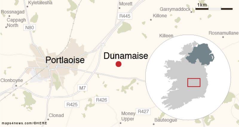 A map showing the area being searched at Dunamaise for the remains of William Delaney. Map: Irish Times Graphics