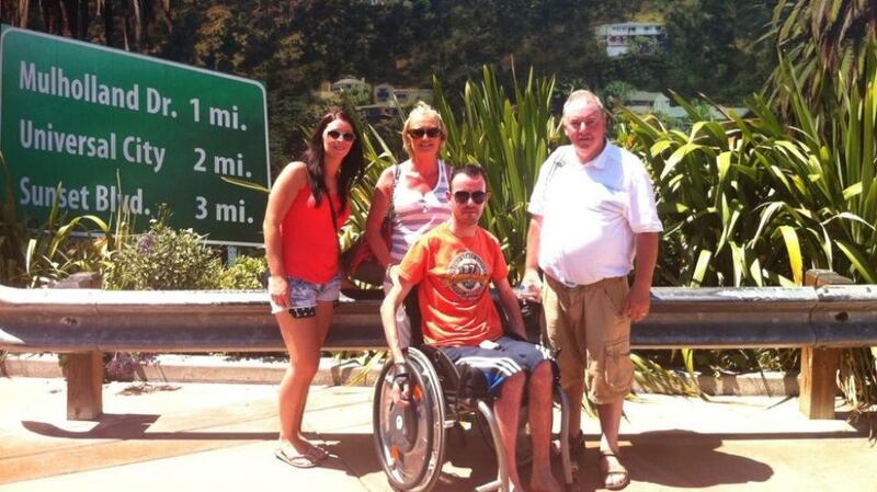 Brian Colleran with his sister Edel, mother Mary and father Tom during a visit to California in August 2012.