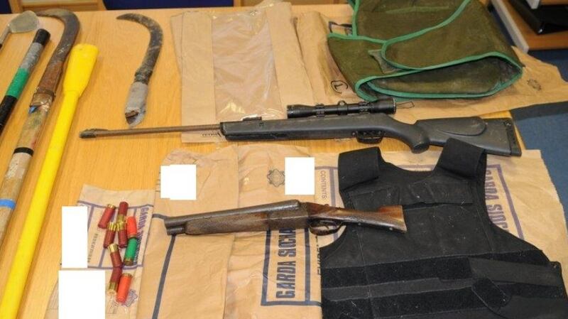 The two guns recovered at the halting site. Photograph: An Garda