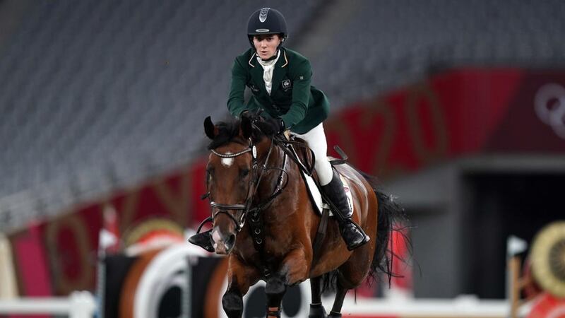 Ireland’s Natalya Coyle during the show jumping event in the modern pentathlon. Photograph: Mike Egerton/PA