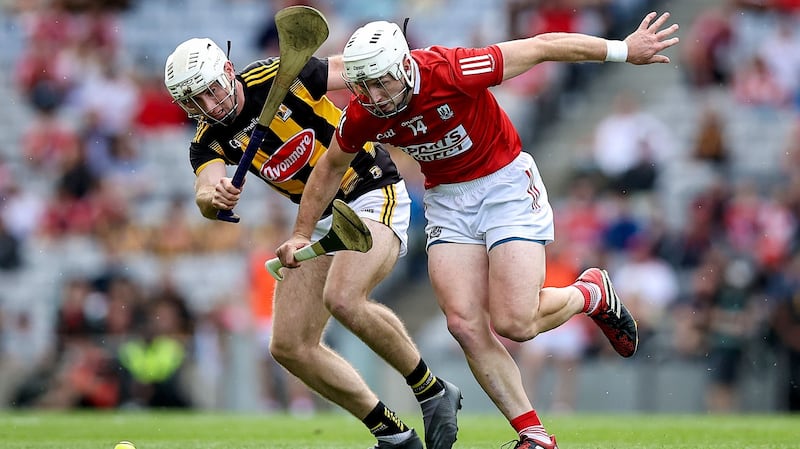 Patrick Horgan battles with Kilkenny’s Michael Carey during the recent semi-final win. Horgan is as good as I’ve seen in almost five decades of watching Cork. Photograph: Tommy Dickson/Inpho