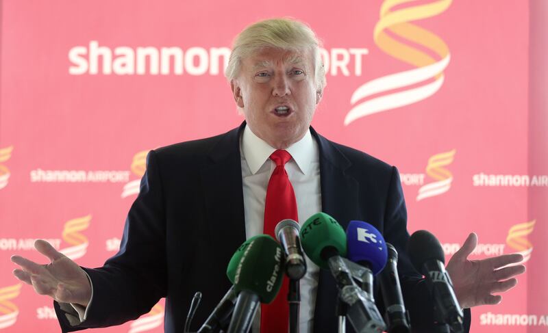 Donald Trump at Shannon Airport in May 2014, after his purchase of the Doonbeg golf resort, and a long while before he became US president. File photograph: Niall Carson/PA Wire