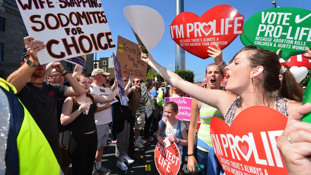 The 2013 Rally for Life anti abortion demonstration in Dublin. The Government expects to publish the wording of the referendum next week. Photograph: Alan Betson
