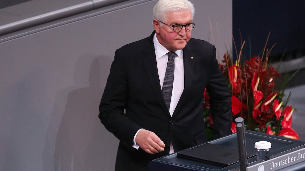 German president Frank-Walter Steinmeier told politicians on Monday their failings had ensured the country’s ‘fourth wave is hitting us harder than it had to’. Photograph: Adam Berry/AFP via Getty Images