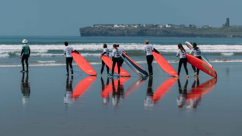 Surfing lessons: taking to the waves at Lahinch, Co Clare. Photograph: Eamon Ward