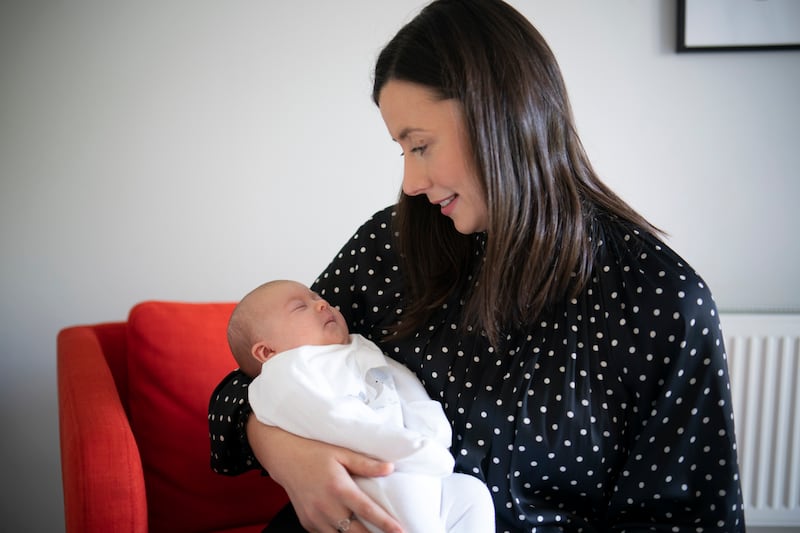Corrinne Hasson, and her 5-week-old baby, Eleanor Rose (who they call Elllie), at their home in Co Meath. Photograph: Chris Maddaloni/The Irish Times