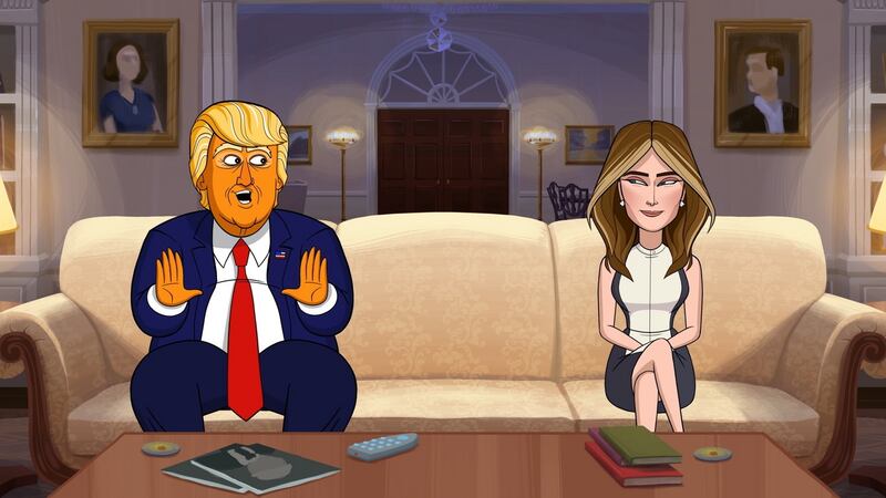 Donald and Melania at home in Our Cartoon President