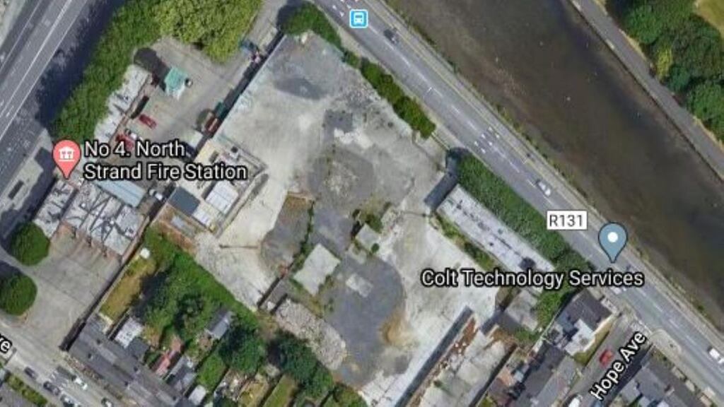 The former Readymix concrete site on East Wall Road. Up to 90 apartments are to be built on the land. Image: Google Maps