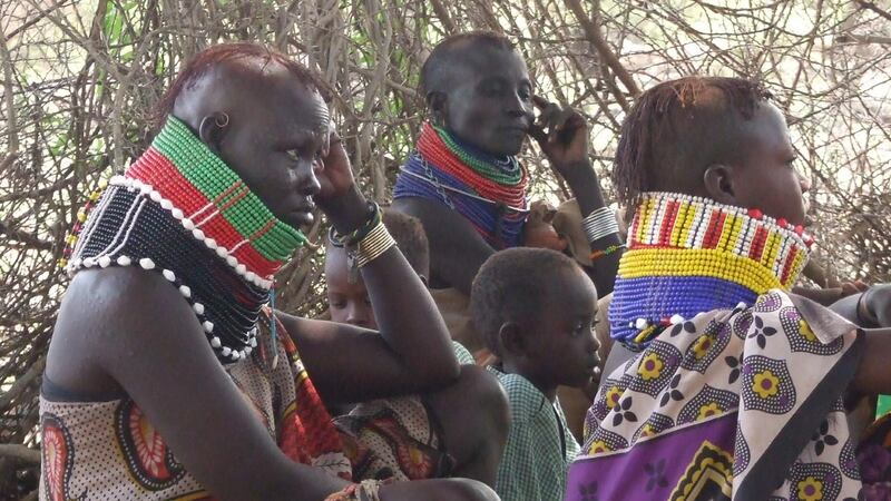 Turkana women wearing traditional ornamental beading. Photograph: Bill Corcoran