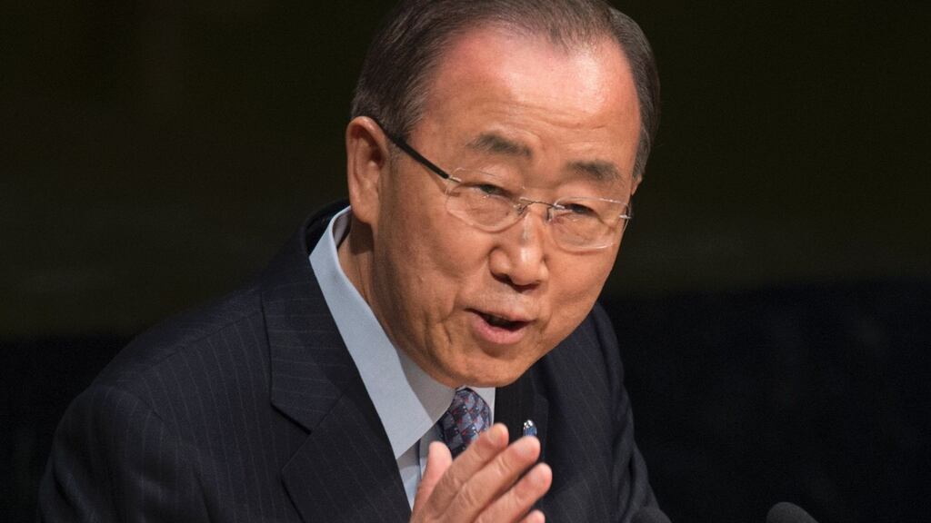 United Nations secretary general Ban Ki-moon:  he marked the fifth anniversary of the Syrian conflict by calling for its end. Photograph: Don Emmert/AFP/Getty