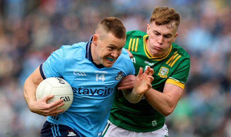 Con O'Callaghan in action against Meath's Ruairi Kinsella. Dublin may be in decline but they still include several proven All-Ireland winners. Photograph: Ryan Byrne/Inpho