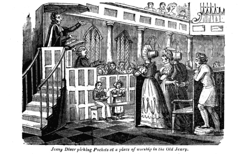 Jenny Diver picking the pockets of worshippers during a religious service. Photograph: Wikimedia Commons