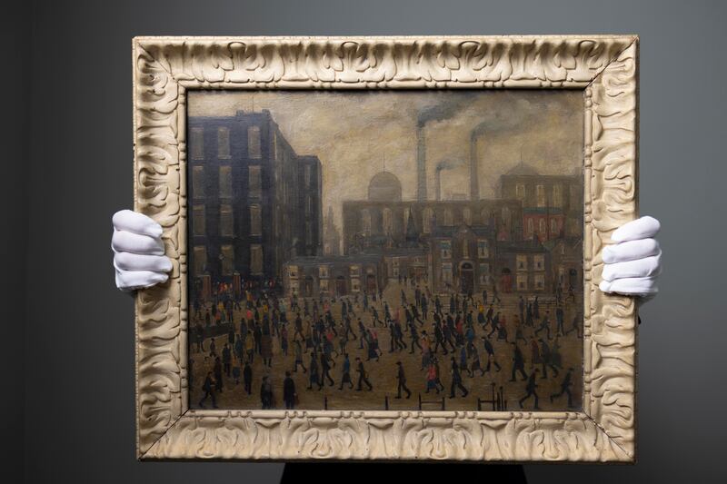 Going to the Mill, by LS Lowry, sold at auction in the UK. Photograph: David Parry/Lyon and Turnbull/PA Wire