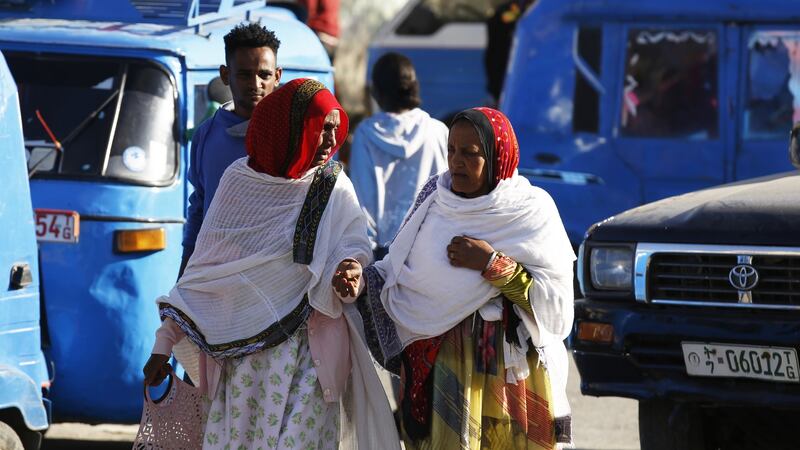 Residents of Mekelle city in northern Ethiopia on March 16th, after the city was captured by Ethiopian forces from the Tigray People’s Liberation Front. Photograph: Minasse Wondimu Hailu/Anadolu Agency via Getty Images