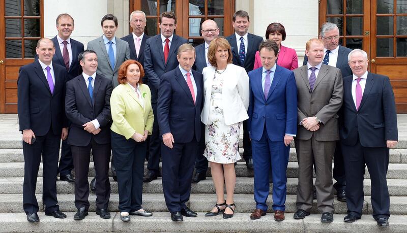 File photograph showing Michael Ring, front right, with then taoiseach Enda Kenny's newly appointed ministers of State. Photograph: Eric Luke
