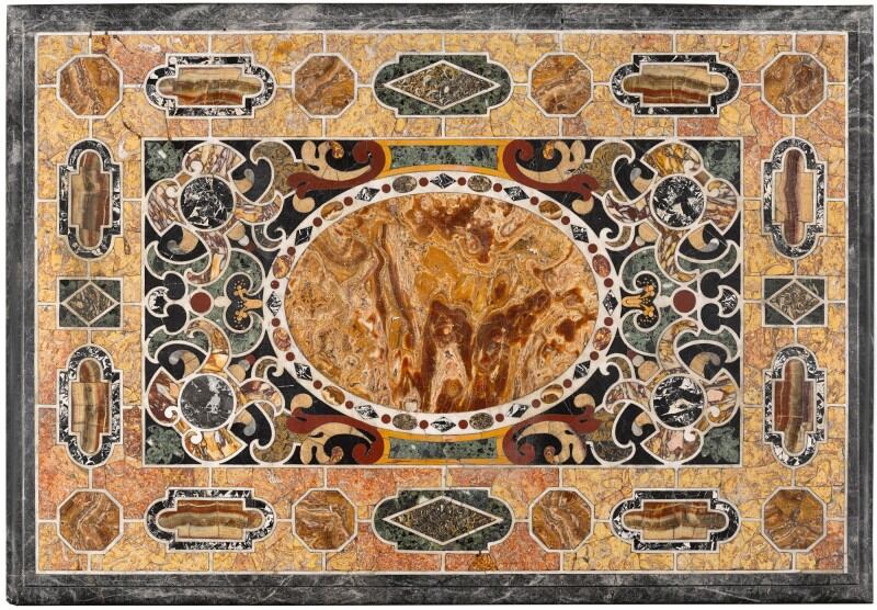 The top of an Italian pietre tenere and pietra dura table, from Killadoon House. Photograph: Sotheby’s
