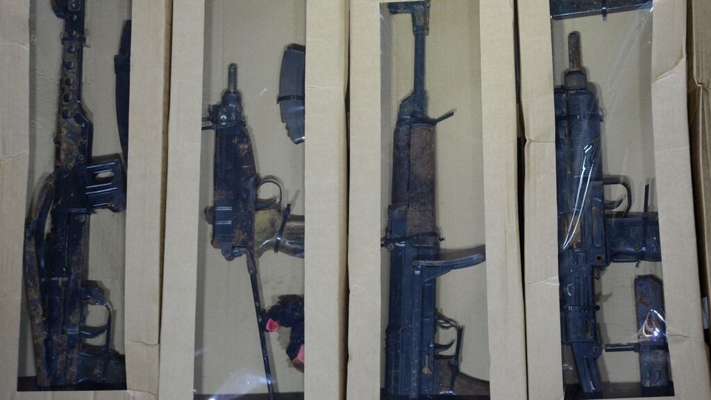 The weapons were found in two waterproof holdalls buried in the ground. Photograph: NCA/PA Wire