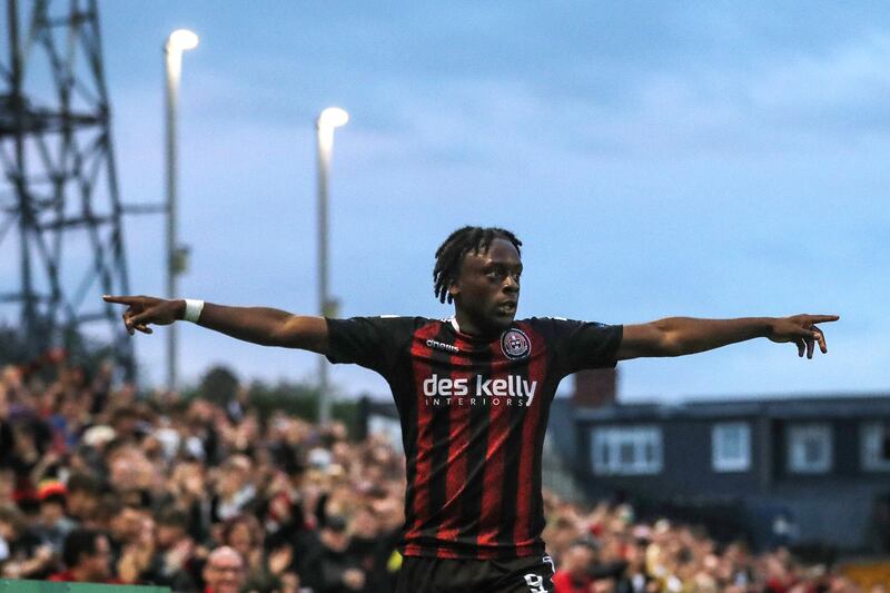 Jonathan Afolabi has scored nine times in his last seven games for Bohemians. Photograph: Bryan Keane/Inpho