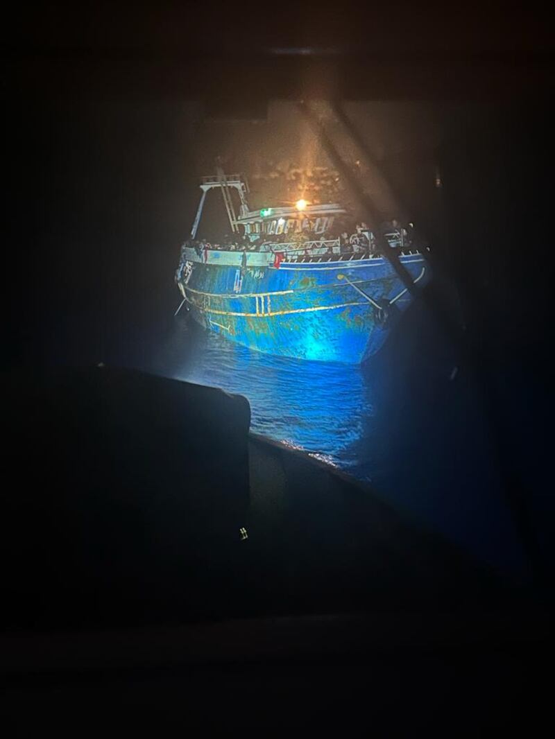 According to survivor testimony, the Adriana lost power and drifted off the Greek coast for hours before sinking. Photograph: Hellenic Coast Guard via Getty Images