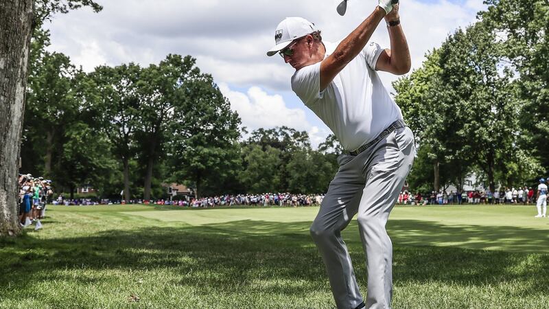 Phil Mickelson in action during the second round of the Rocket Mortgage Classic at the Detroit Golf Club. Photograph: Tannen Maury/EPA
