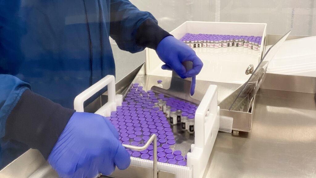 Vials of Pfizer’s Covid-19 vaccine being tested. File photograph: EPA/Pfizer