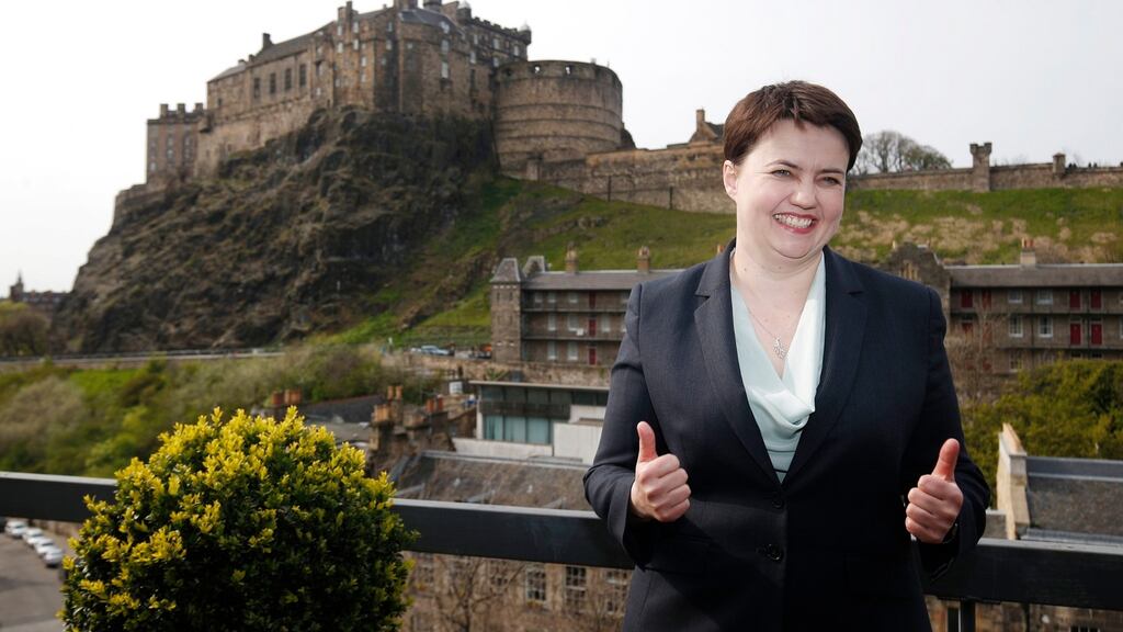 Scottish Conservative leader Ruth Davidson, with Edinburgh Castle in the background, on Friday. Photograph: PA